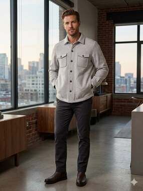 Tommy Bahama Silver Lake CPO Shirt Jacket Light Heather Gray XL